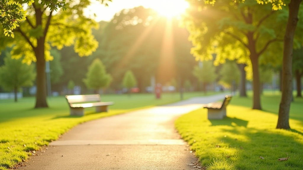 Parkā saulains rīts, grupu vingrojumu vide